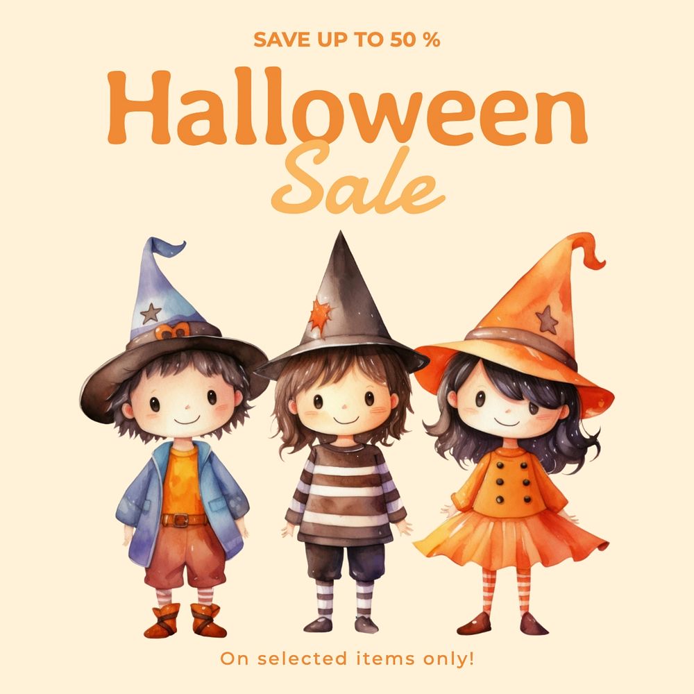 Halloween sale Instagram post template, editable text