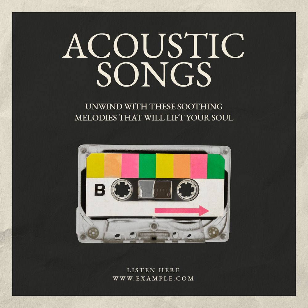 Acoustic songs Instagram post template, editable design