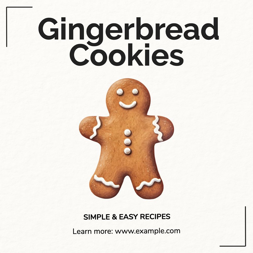 Gingerbread cookie recipe Facebook post template, editable design