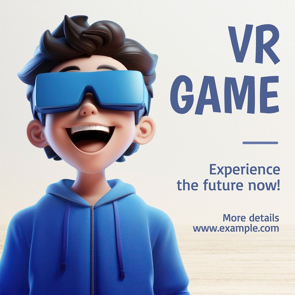 VR game Instagram post template, editable text