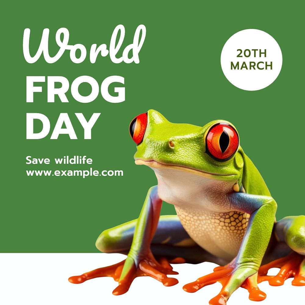 World frog day Instagram post template, editable text