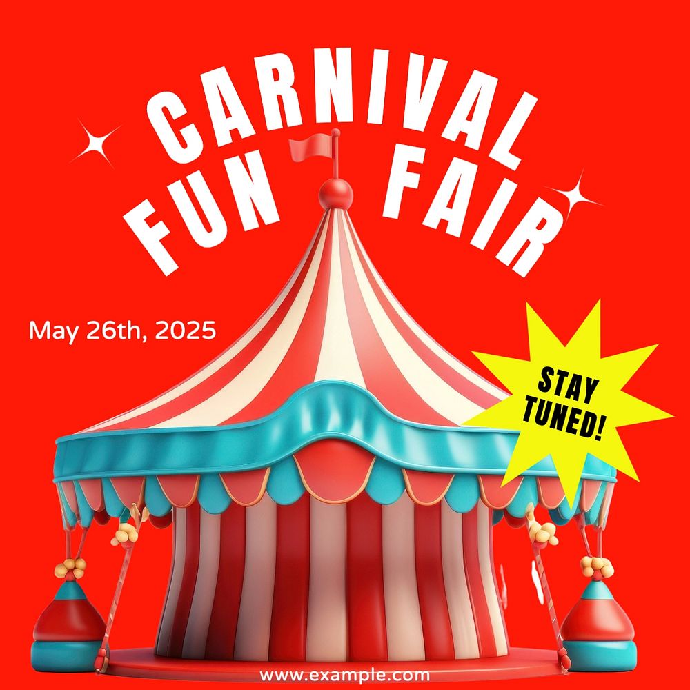 Carnival fun fair Instagram post template, editable text