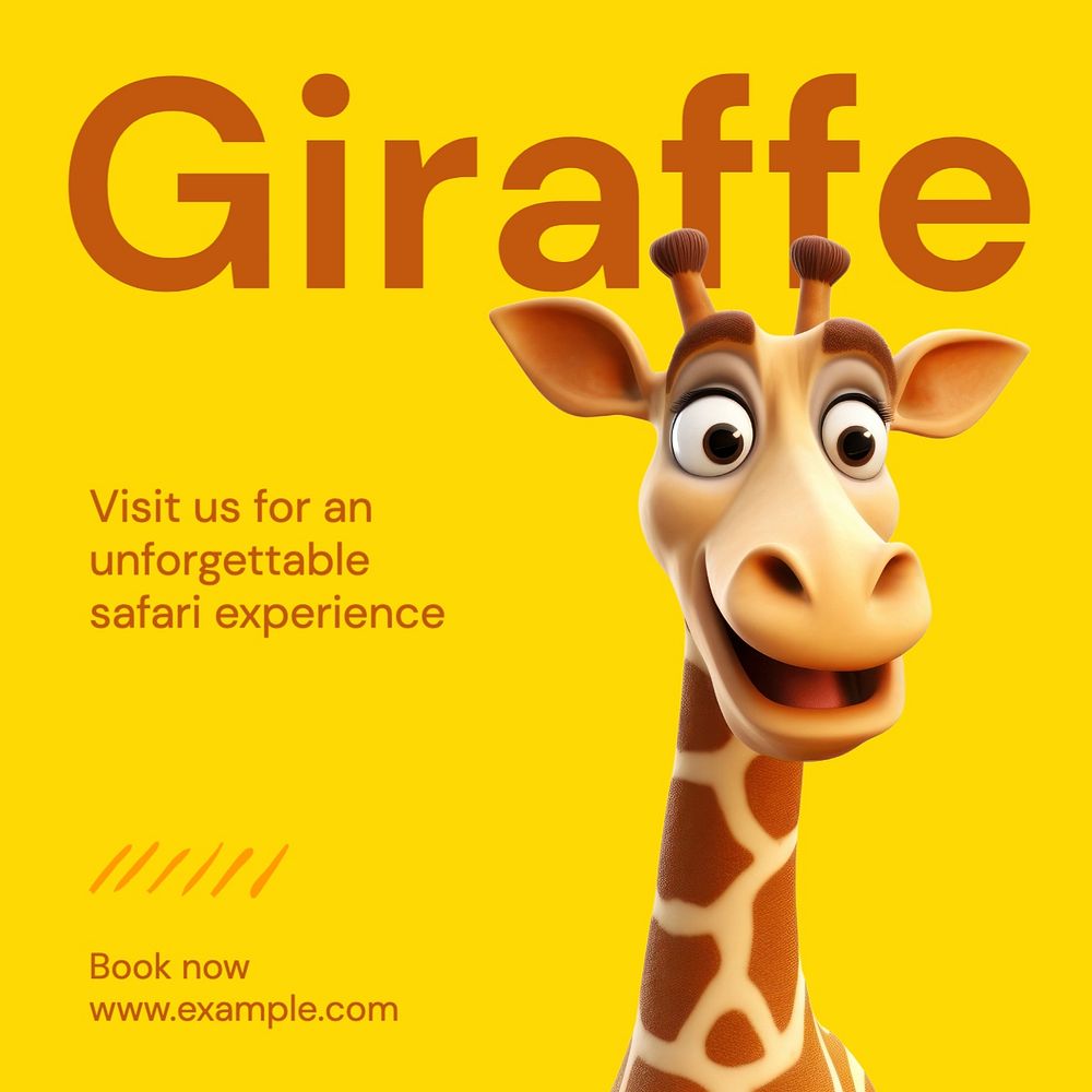 Giraffe safari Instagram post template, editable text