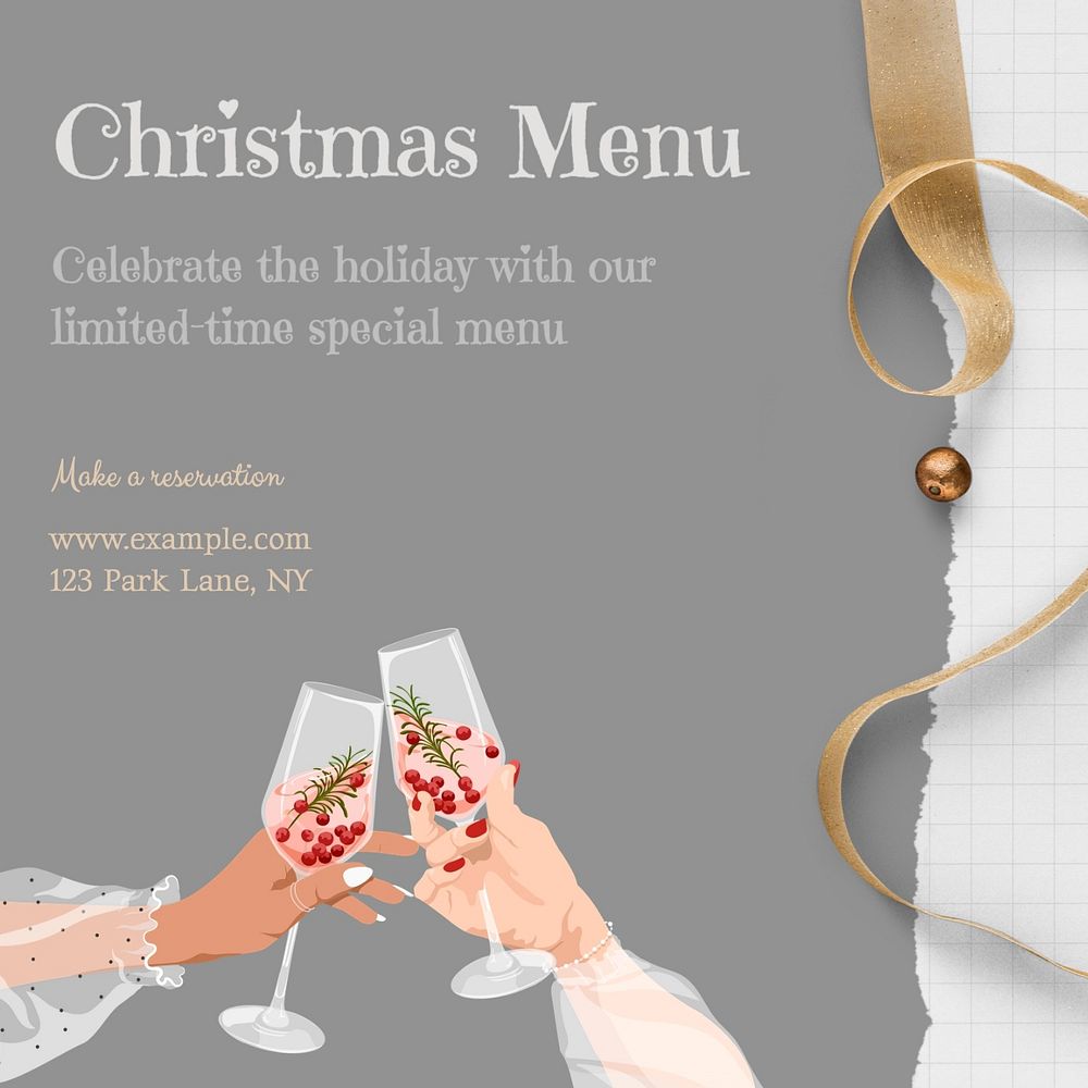 Christmas menu Instagram post template, editable text