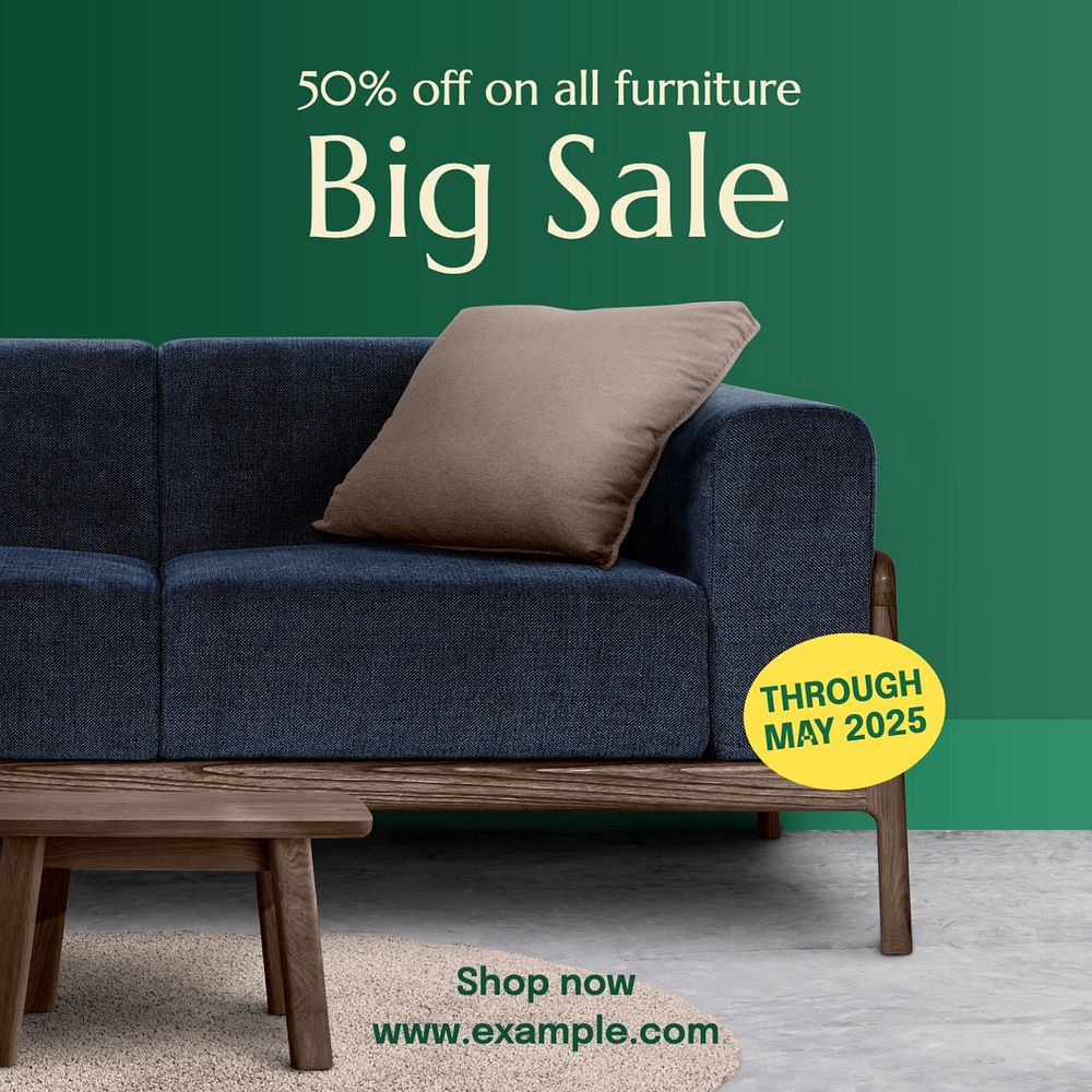 Furniture sale Instagram post template, editable text