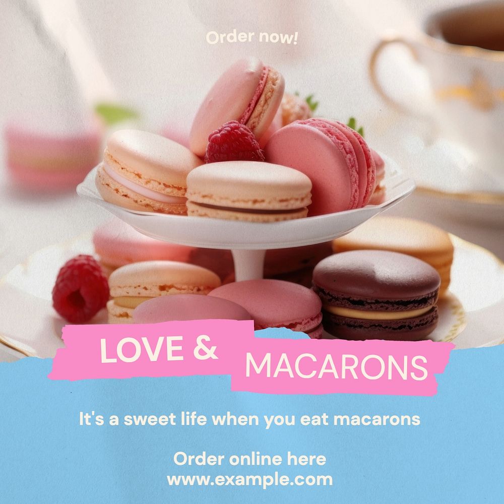 Macarons Instagram post template, editable text