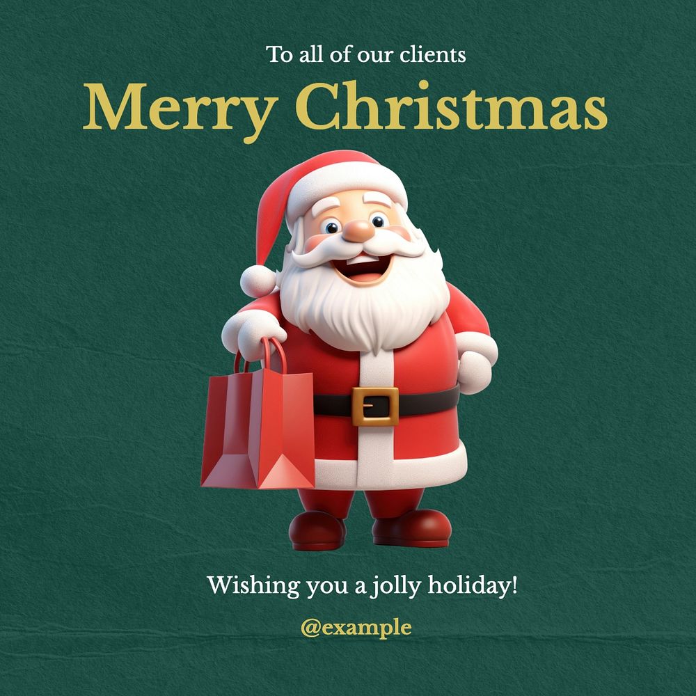 Merry Christmas Instagram post template, editable text