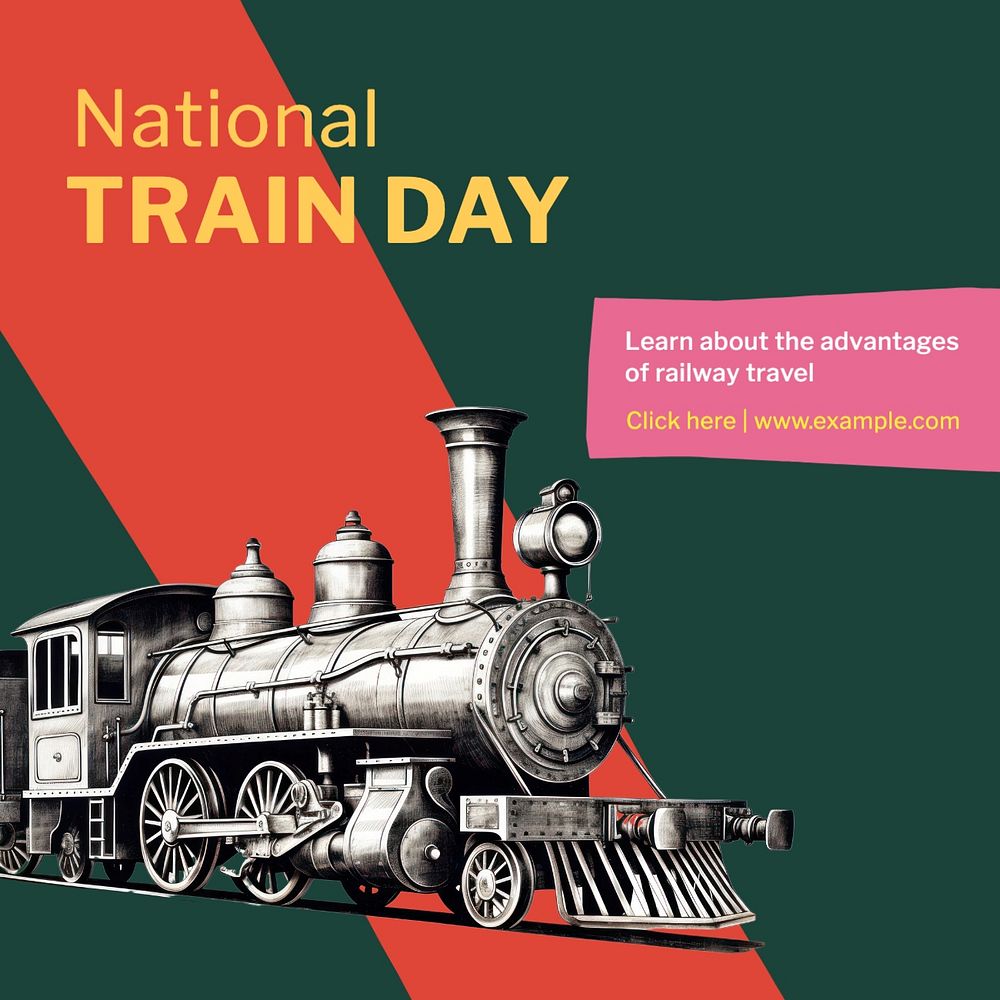 National train day Instagram post template, editable text