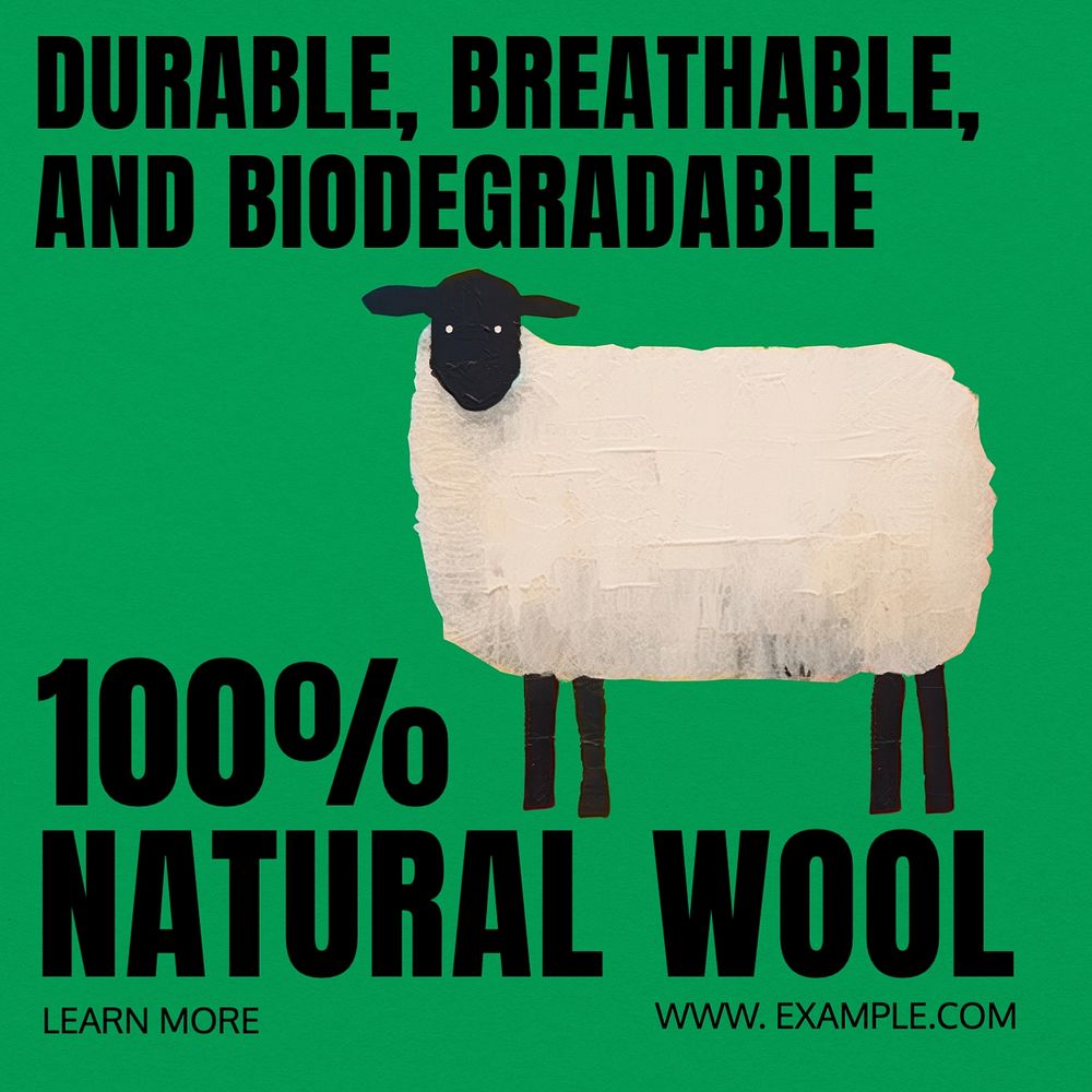 Natural wool Instagram post template, editable text