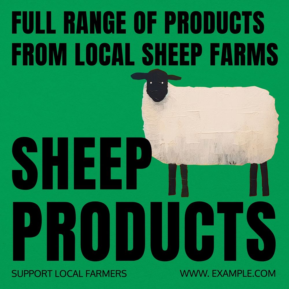 Sheep products Instagram post template, editable text