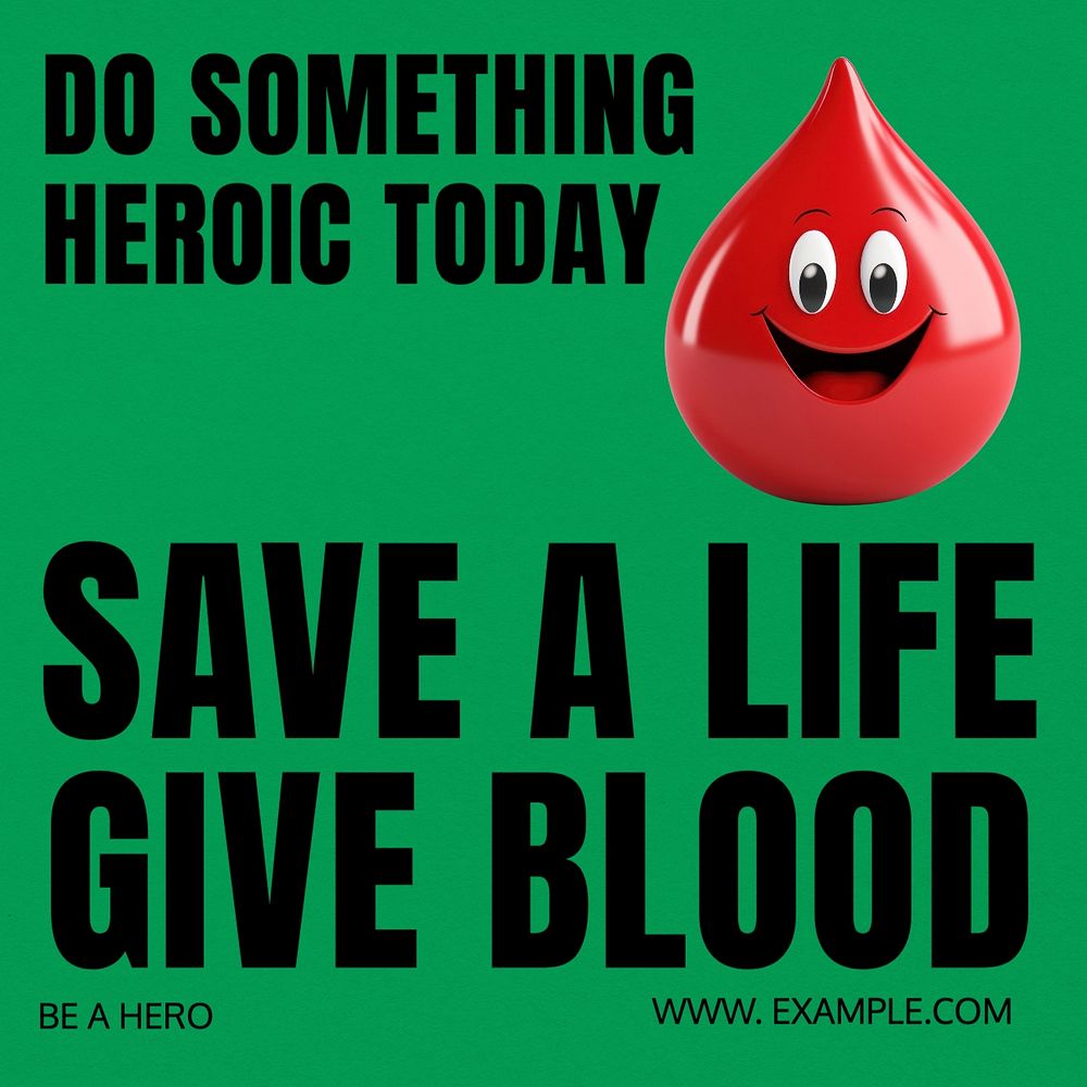 Blood donation Instagram post template, editable text