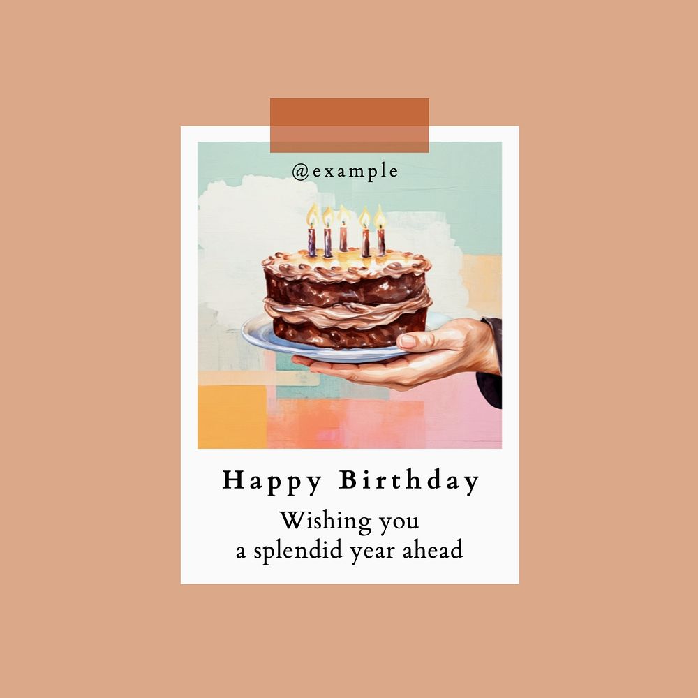 Happy birthday Instagram post template, editable text