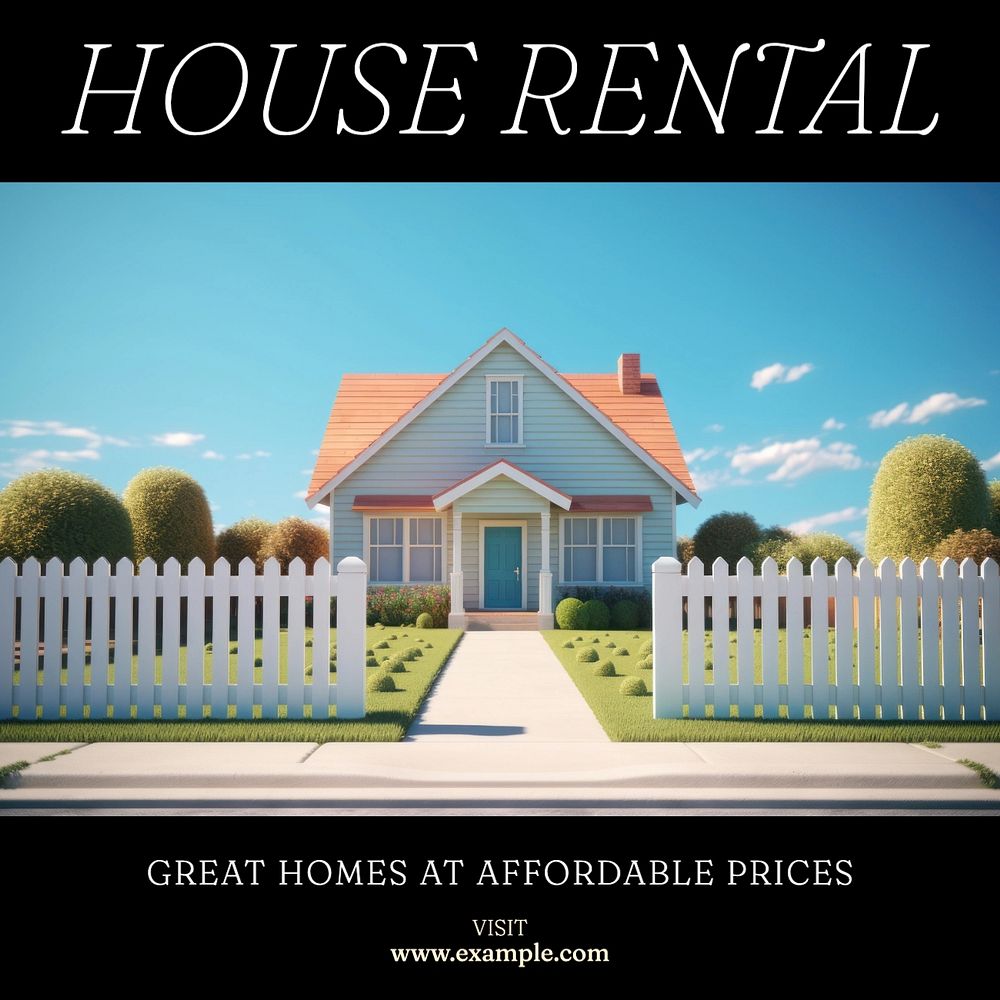 House rental Instagram post template, editable text