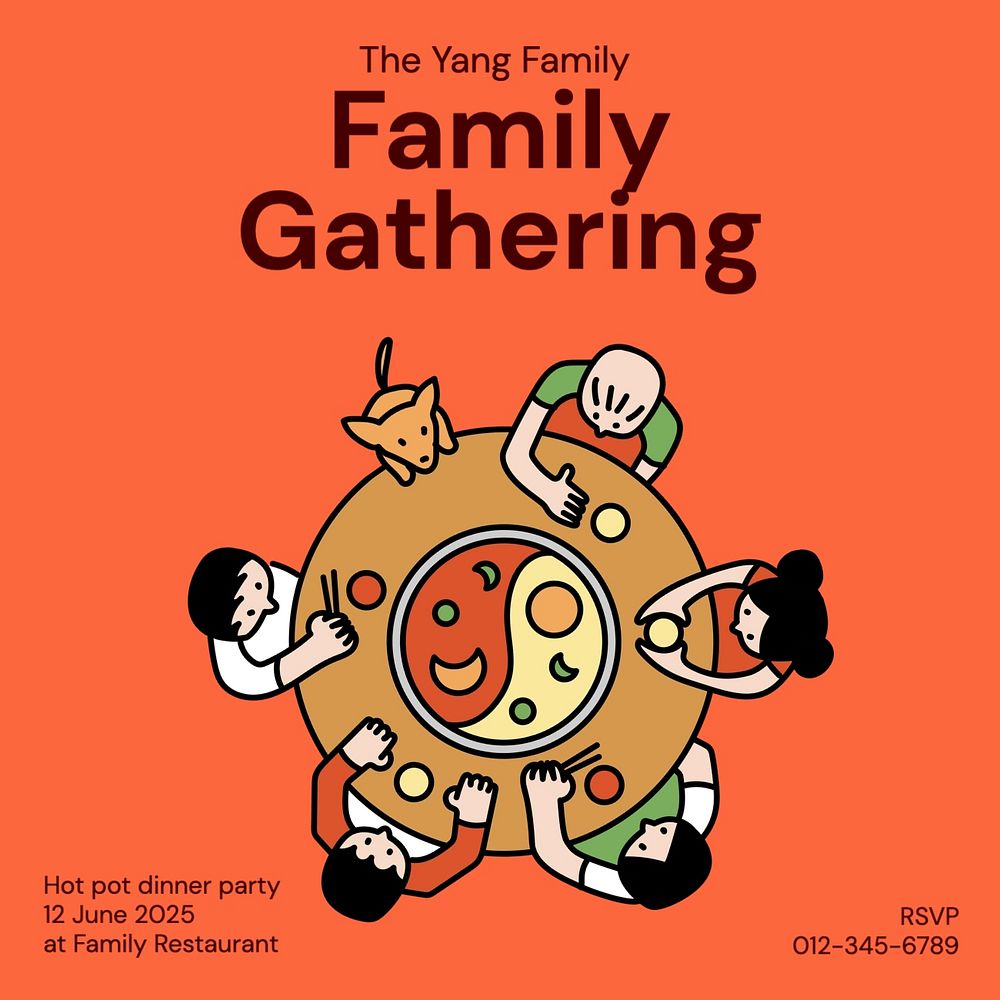 Family gathering Instagram post template, editable text