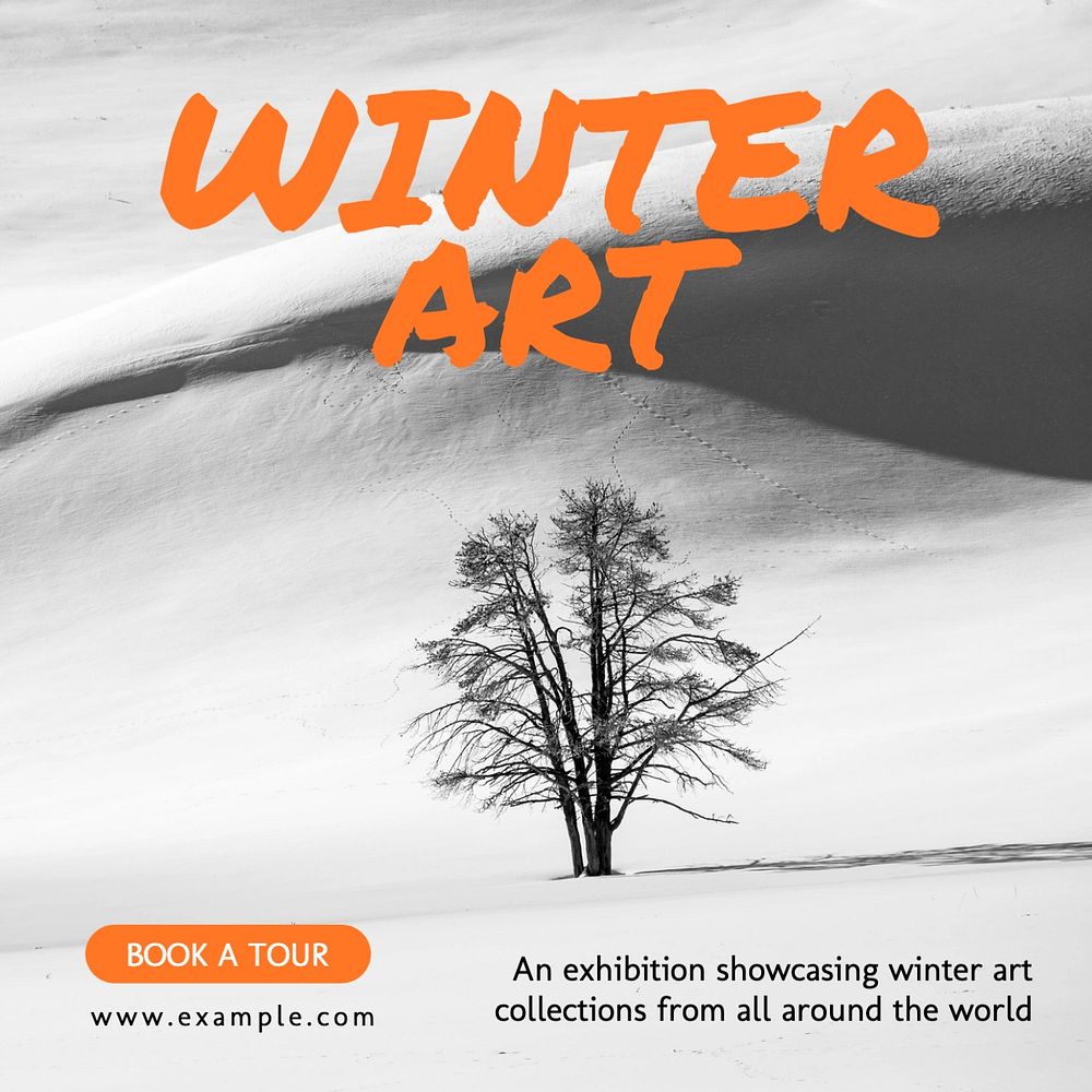 Winter art exhibition Instagram post template, editable text