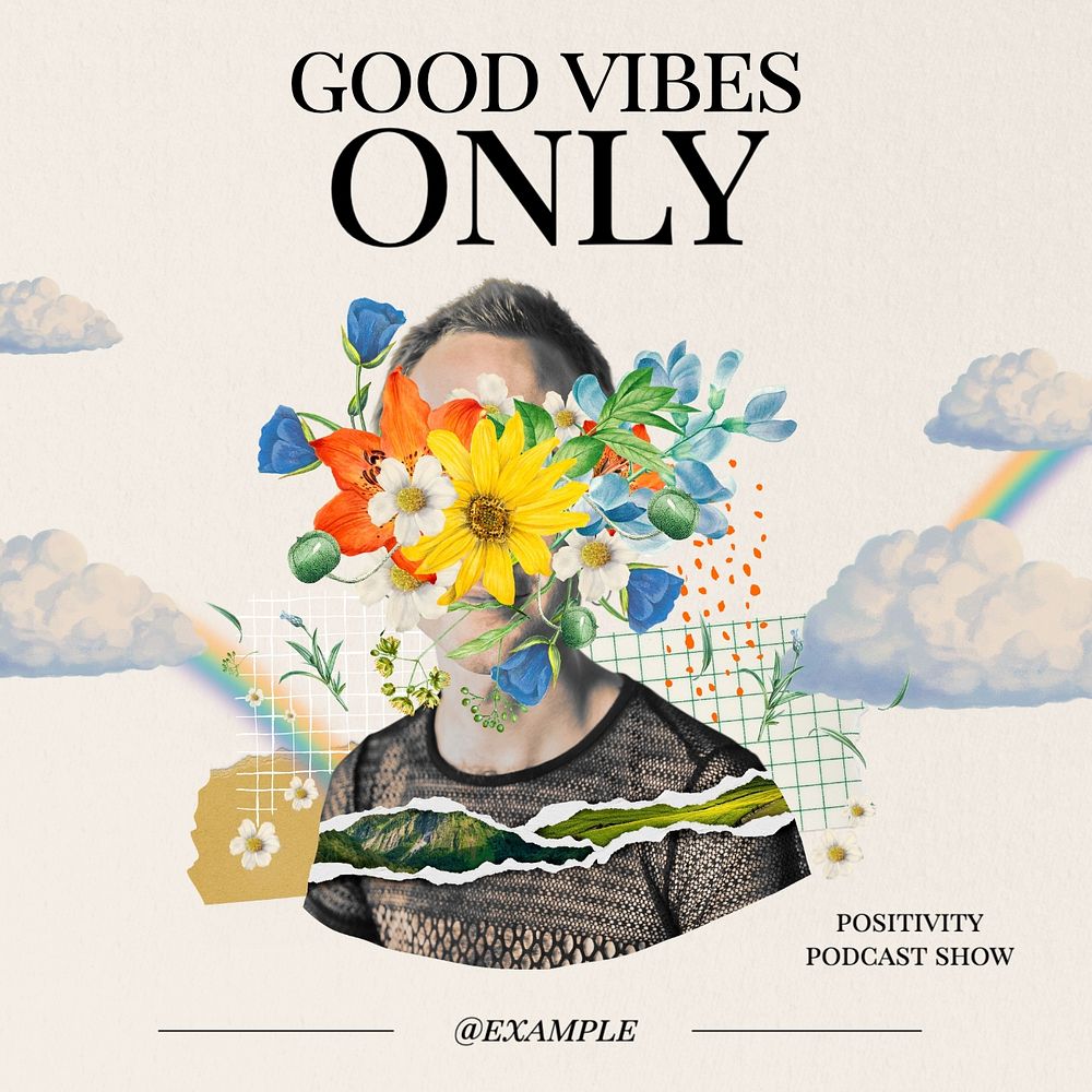 Good vibes only Instagram post template, editable text