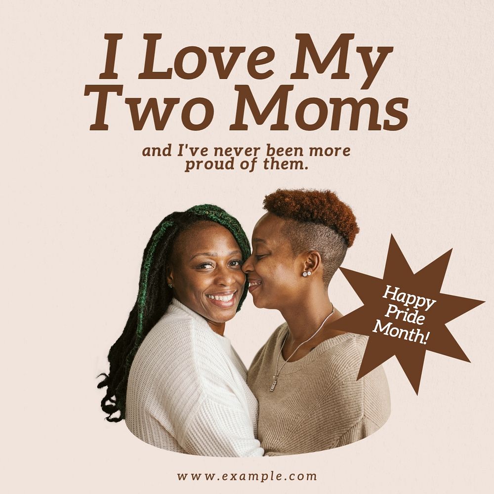 Two moms Instagram post template, editable text