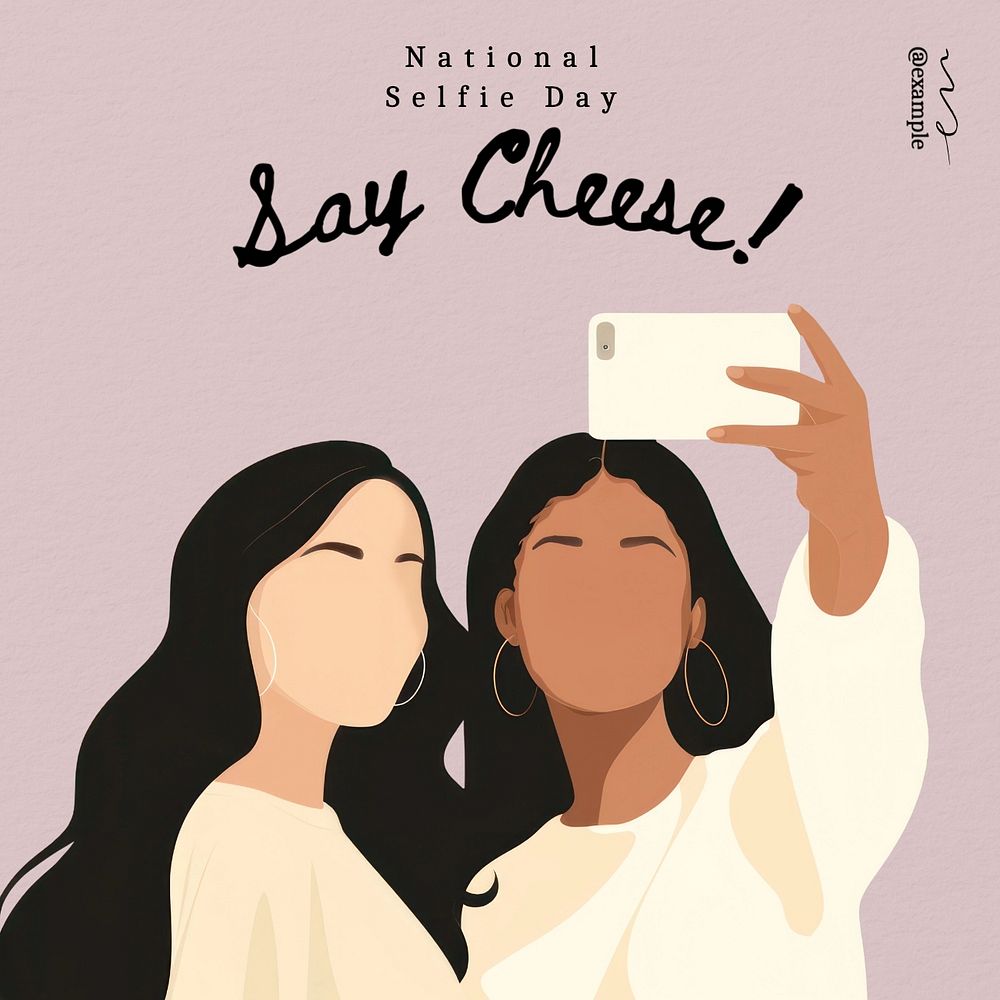 National selfie day Instagram post template, editable text