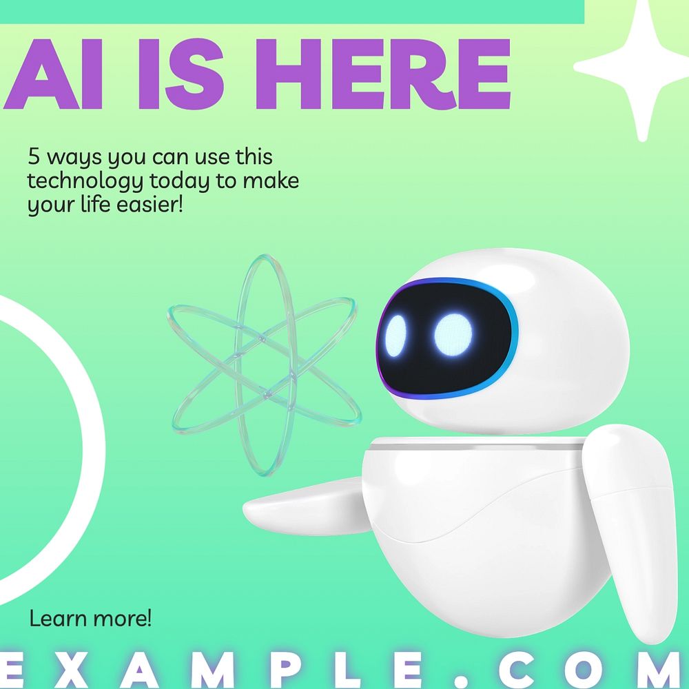 AI technology Instagram post template, editable text