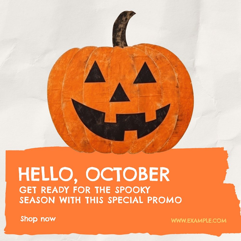 Hello October Instagram post template, editable text