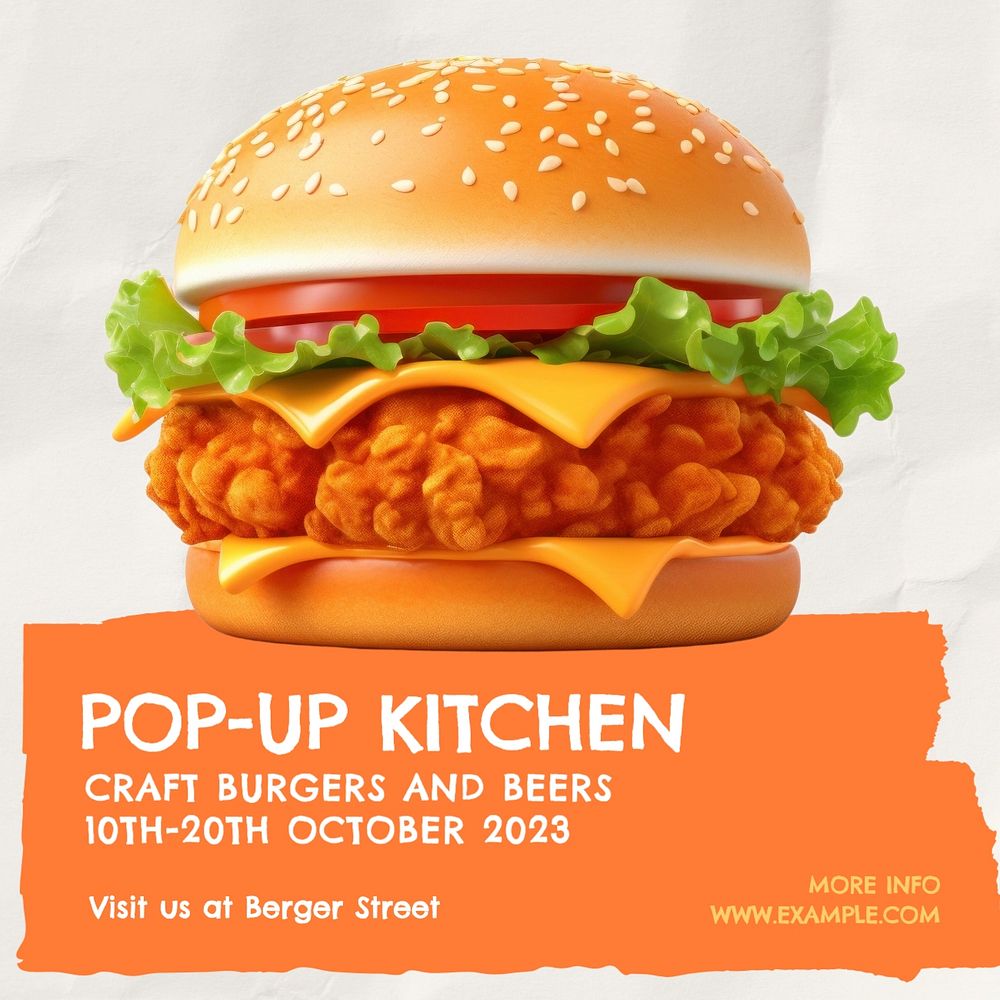 Pop-up kitchen Instagram post template, editable text