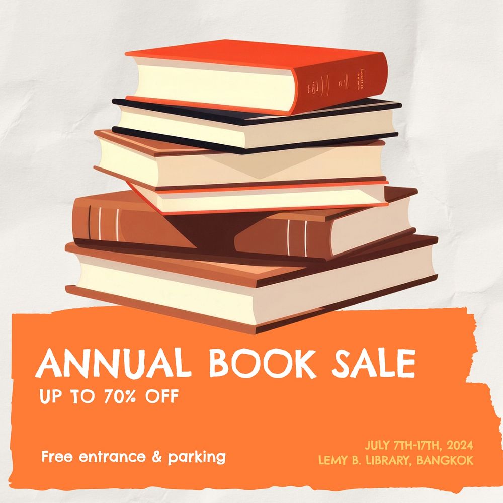 Annual book sale Instagram post template, editable text