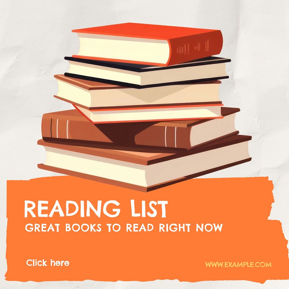 Reading list Instagram post template, editable text