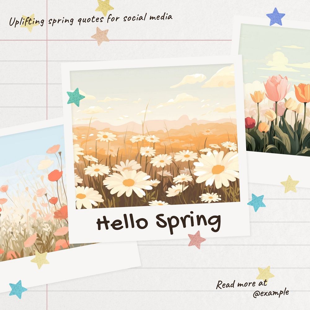 Hello spring Instagram post template, editable text