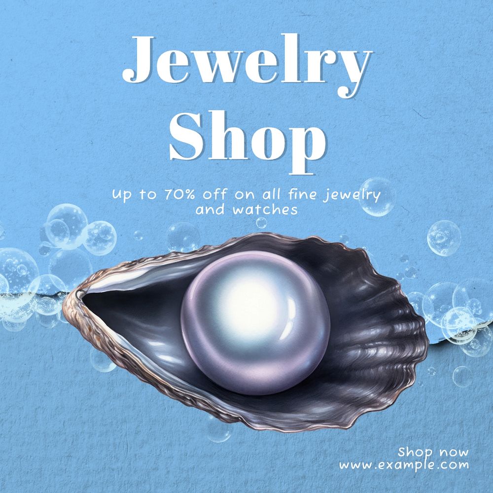 Jewelry shop Instagram post template, editable text