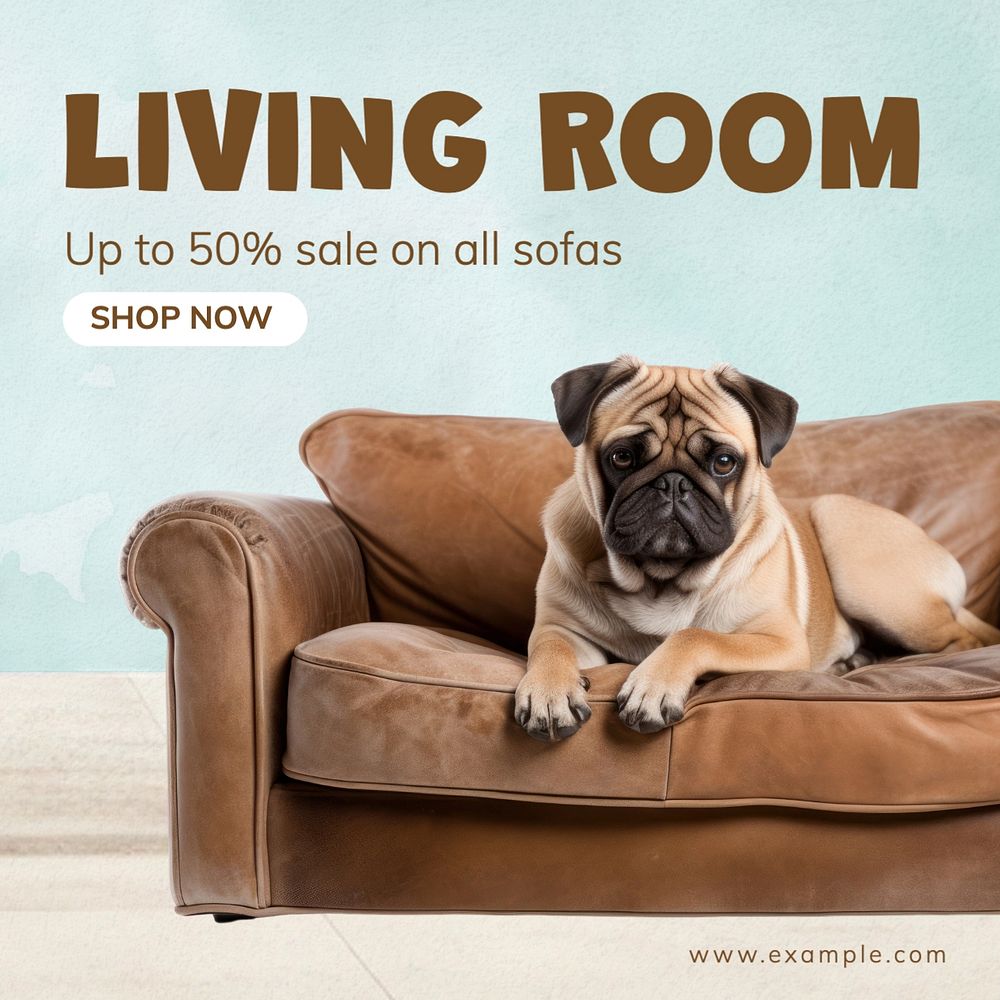 Living room sale Instagram post template, editable text