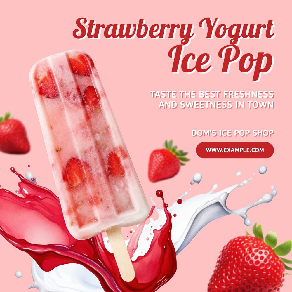 Ice pop shop Instagram post template, editable text