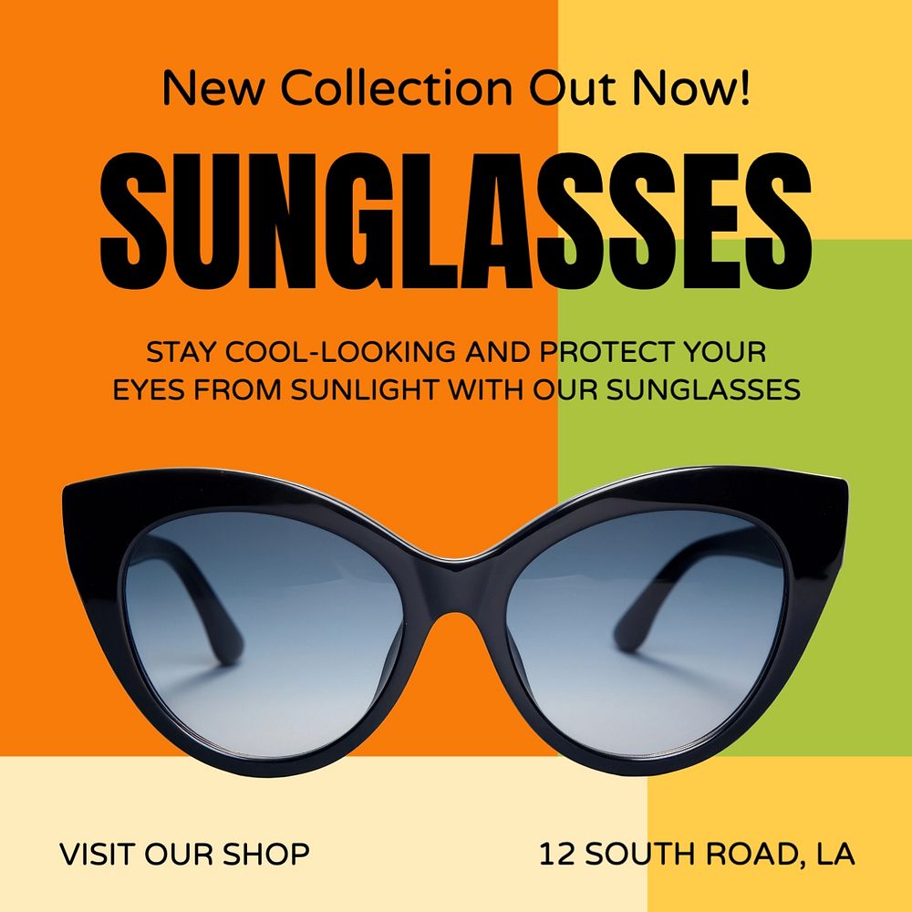 Colorful sunglasses Instagram post template, editable text