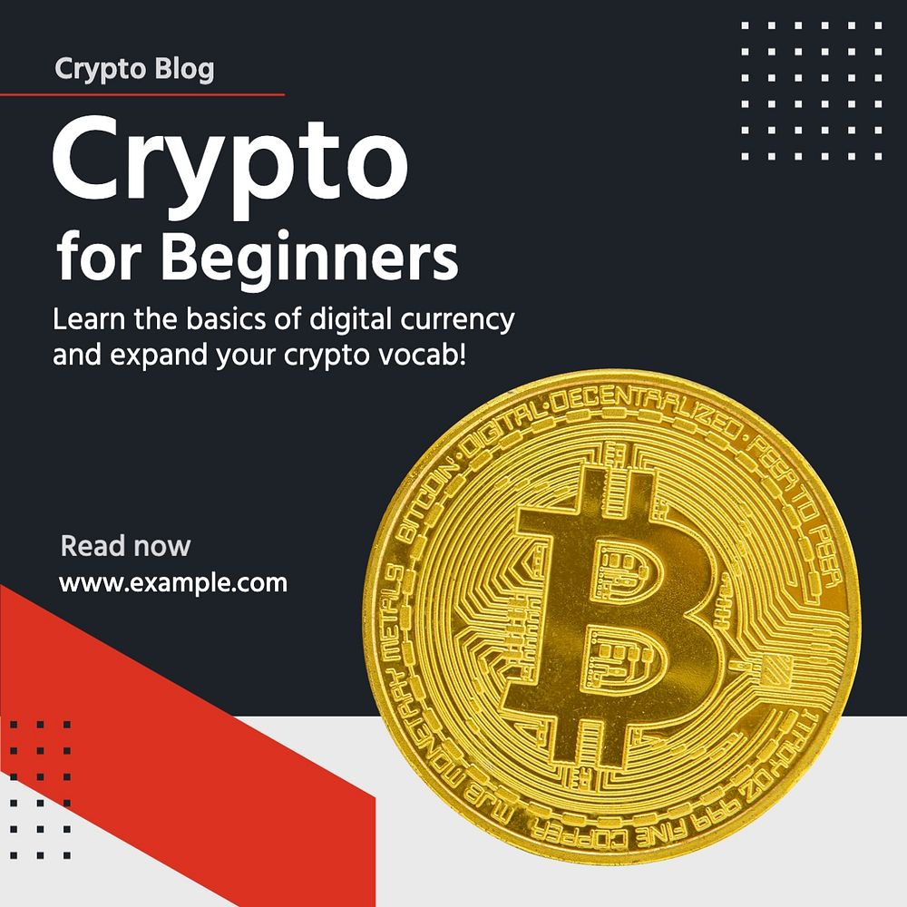 Crypto for beginners Instagram post template, editable text