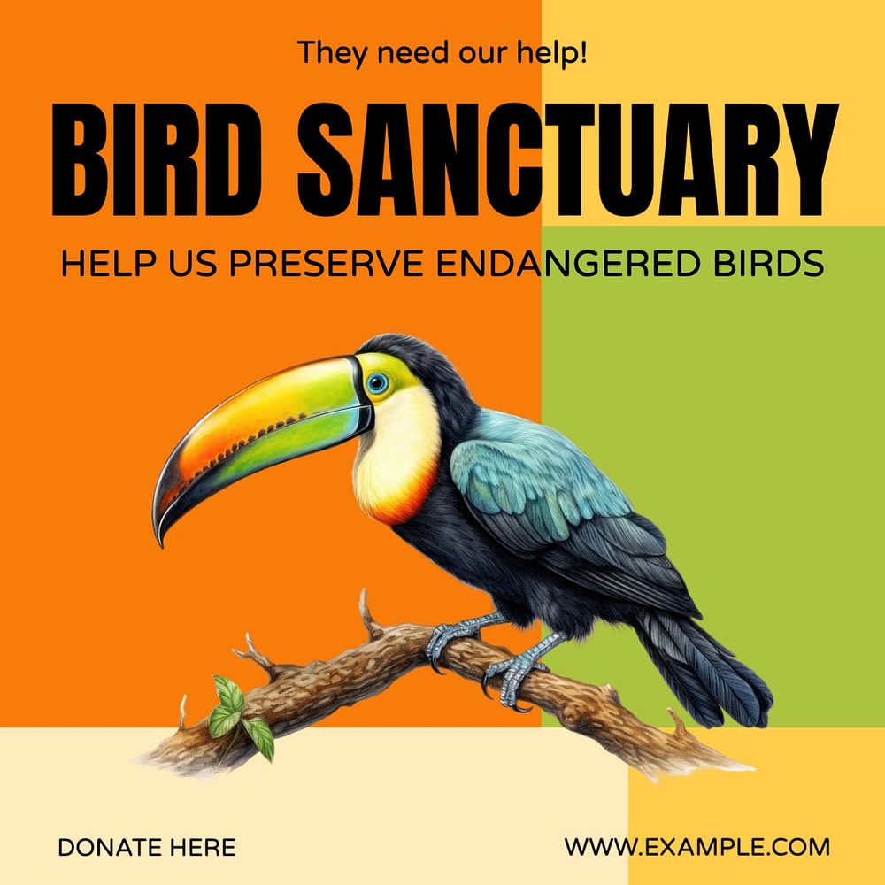 Bird sanctuary Instagram post template, editable text