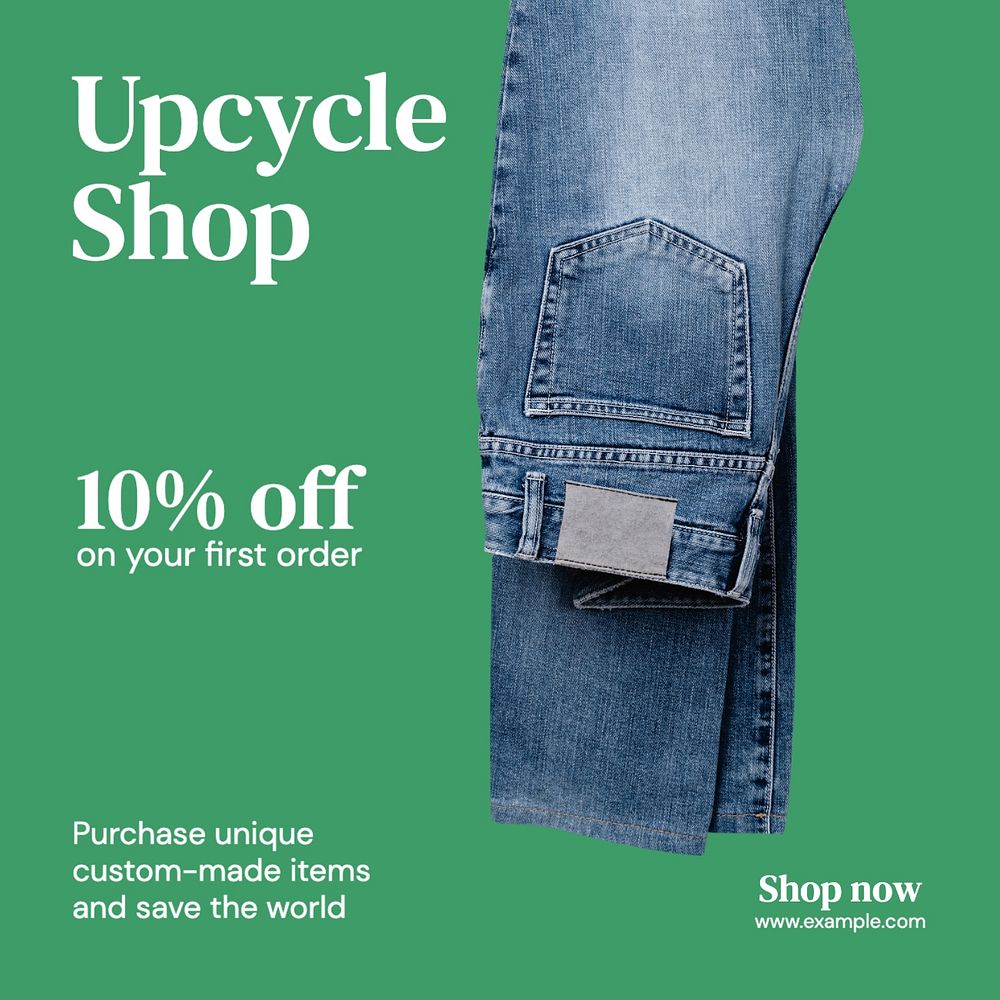 Upcycle shop Instagram post template, editable text