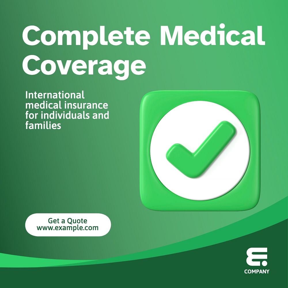 Medical insurance Instagram post template, editable text