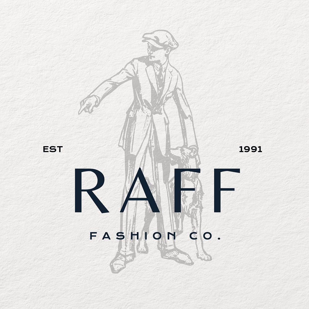 Fashion vintage logo, white template, editable design