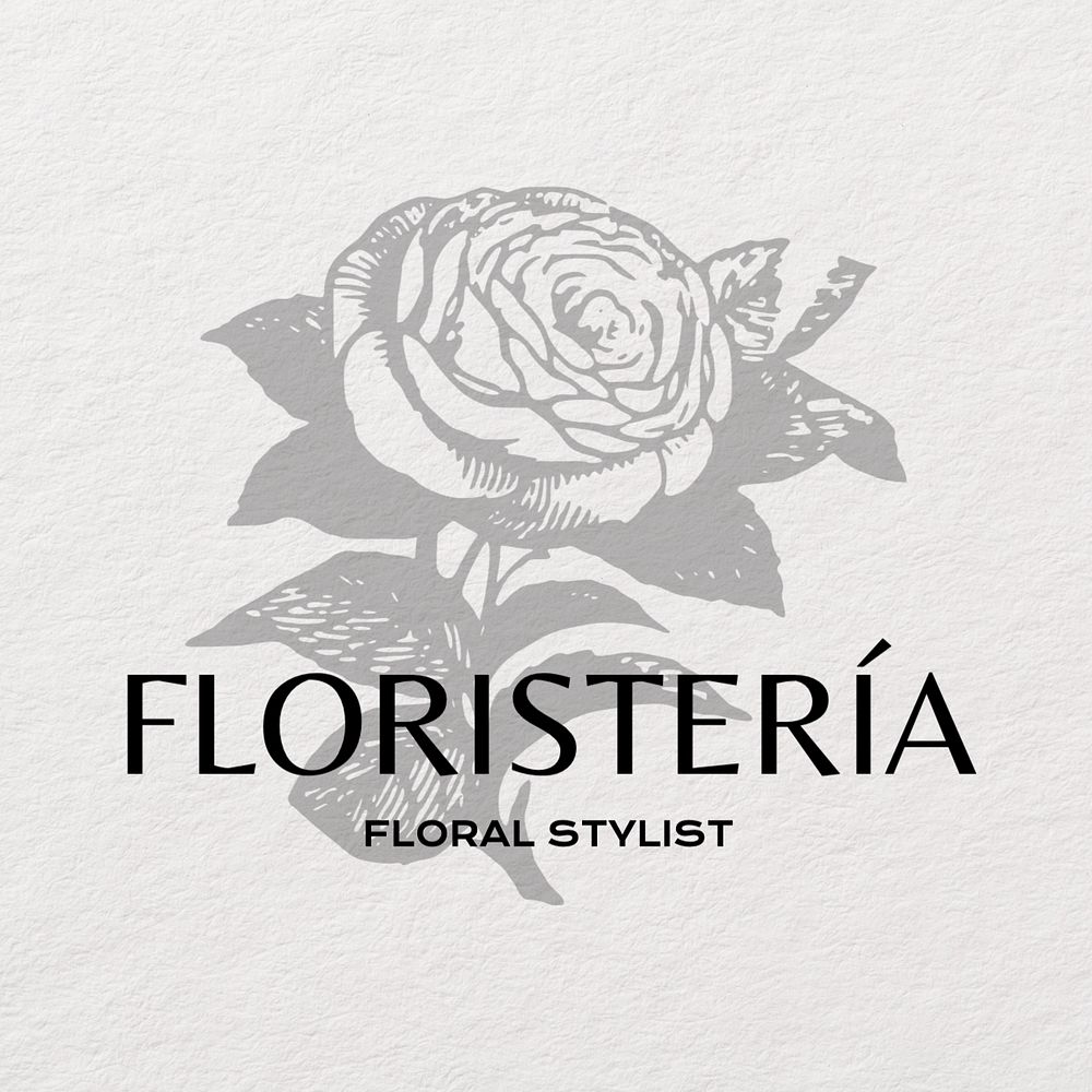 Vintage Florist rose logo template, editable design