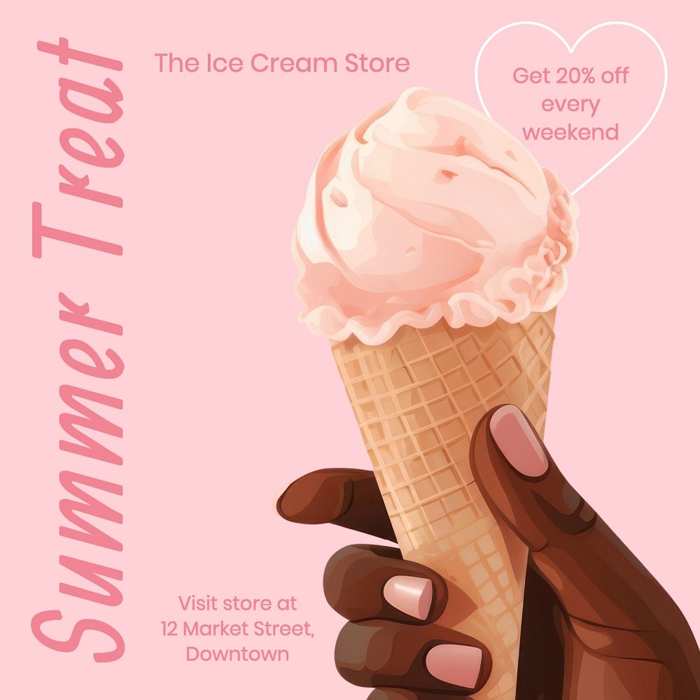 Summer treat post template, editable social media design