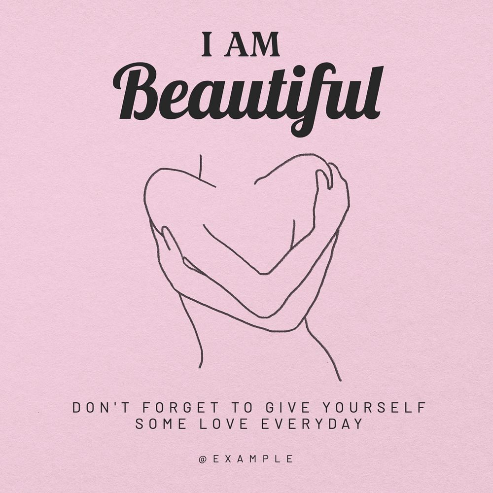 Self affirmation Instagram post template, editable text