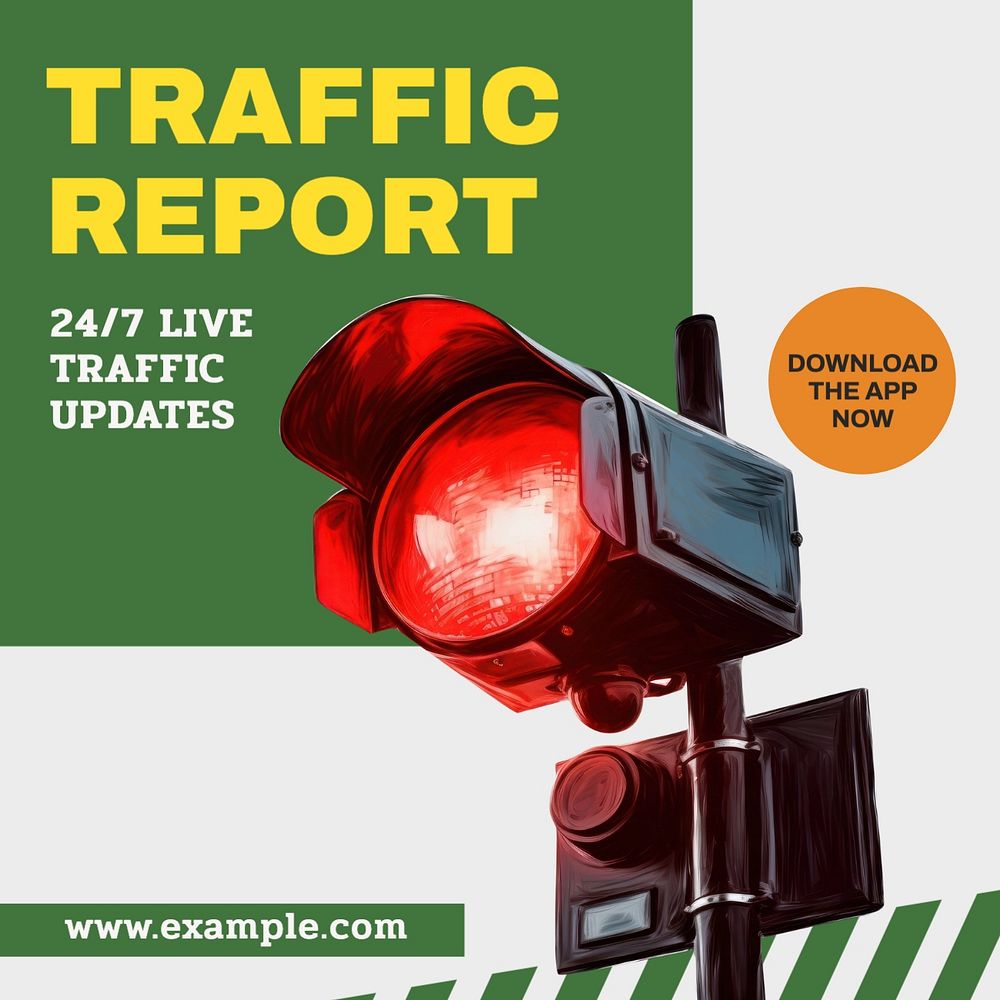 Traffic report Instagram post template, editable text