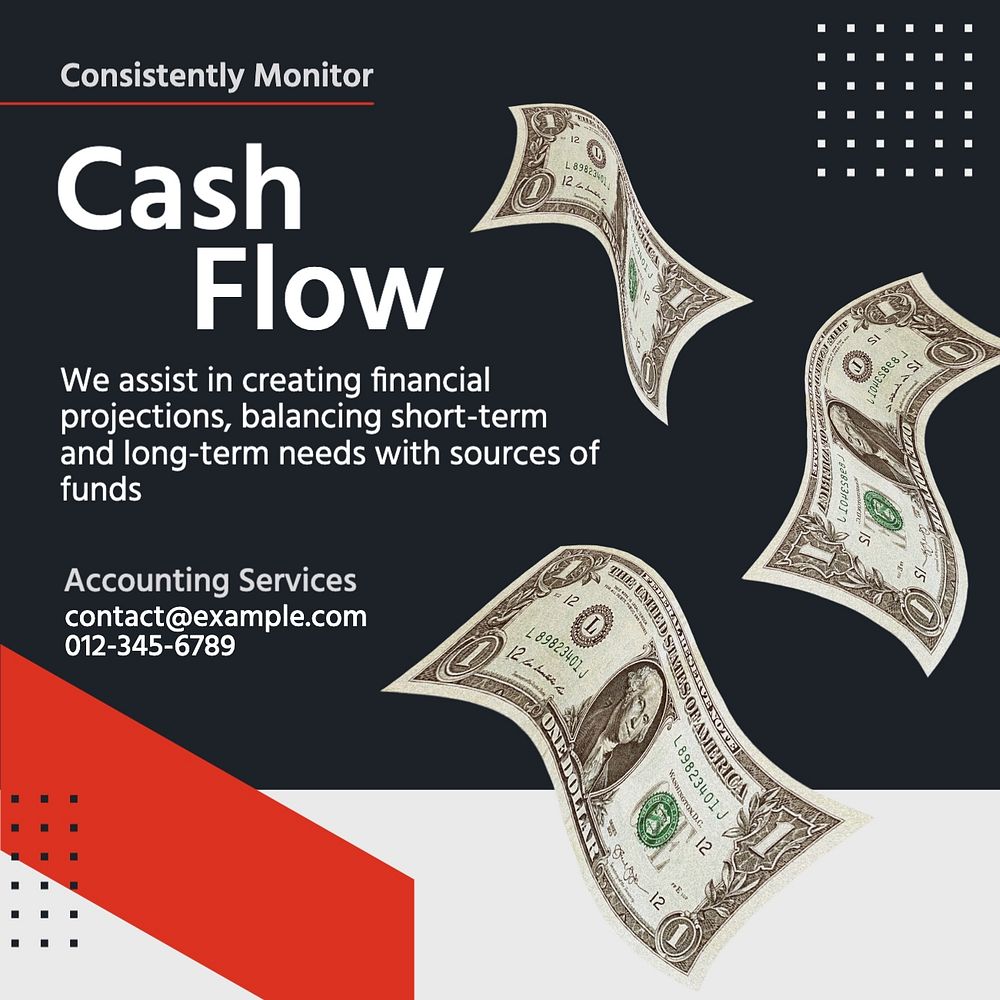 Cash flow Instagram post template, editable text