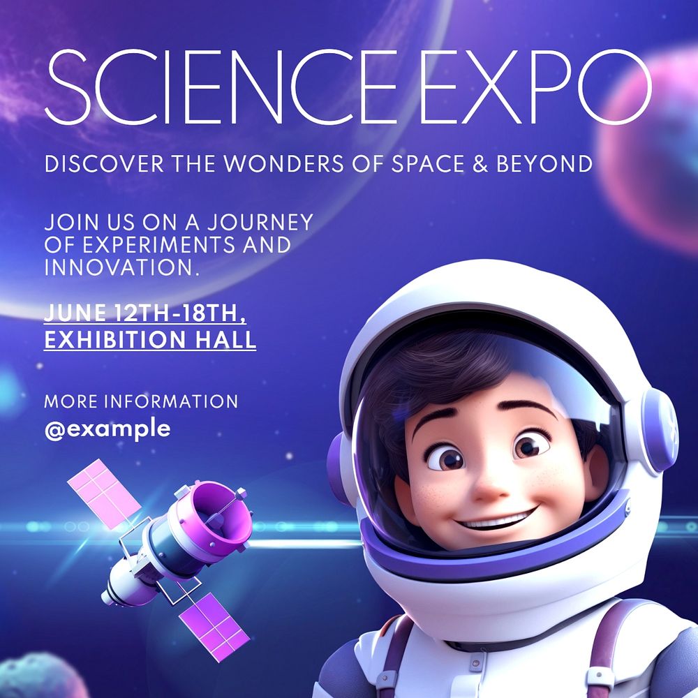 Science expo Instagram post template, editable text