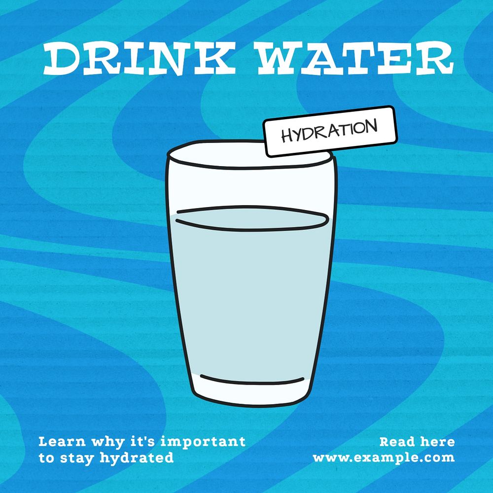 Drink water Instagram post template, editable text