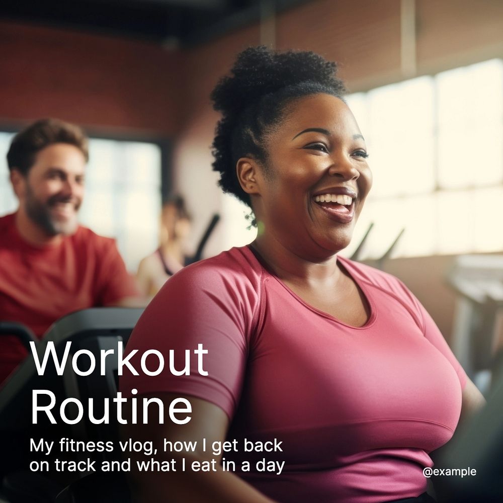 Workout routine Instagram post template, editable text