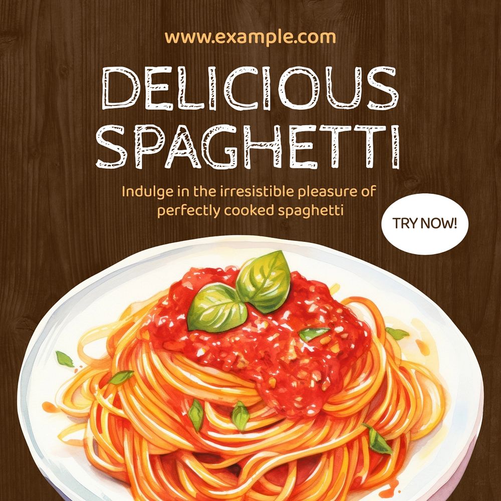 Delicious spaghetti Instagram post template, editable text