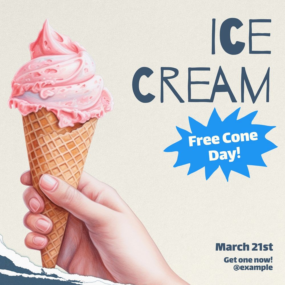 Ice-cream shop Instagram post template, editable text