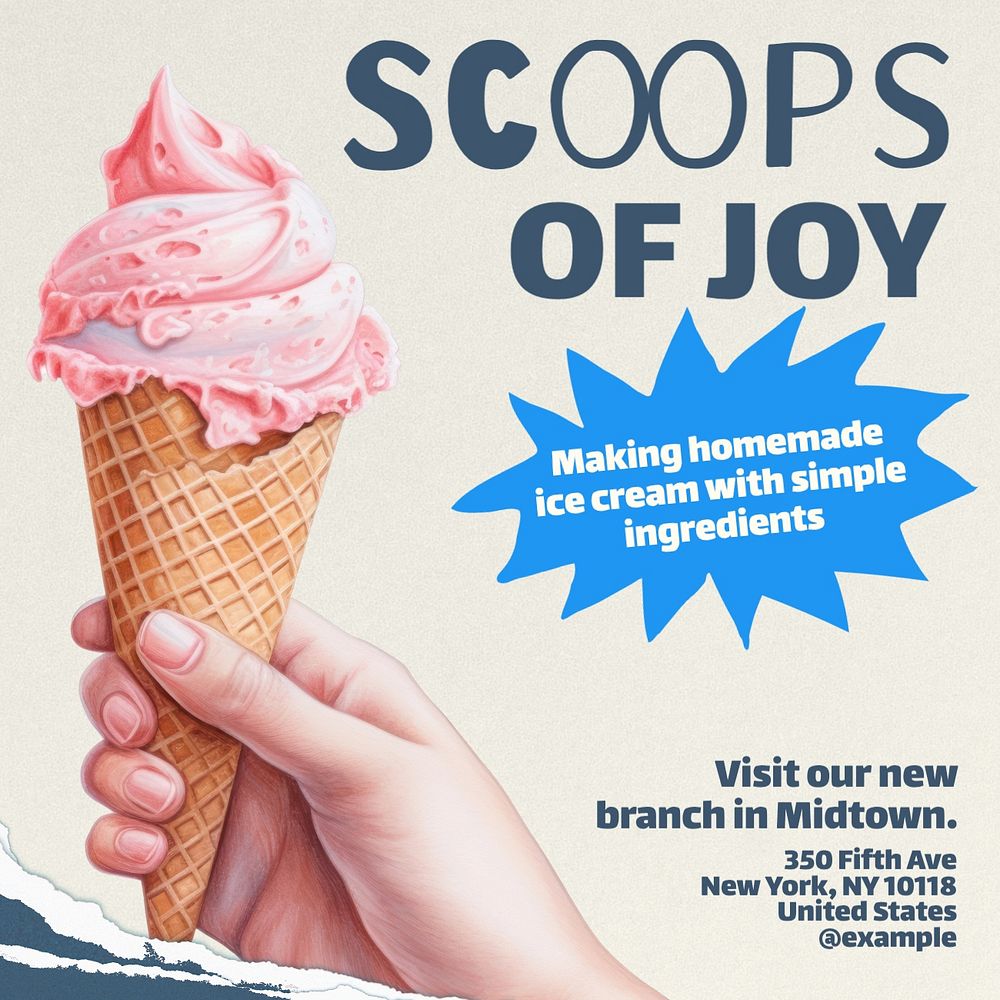 Scoops of joy Instagram post template, editable text