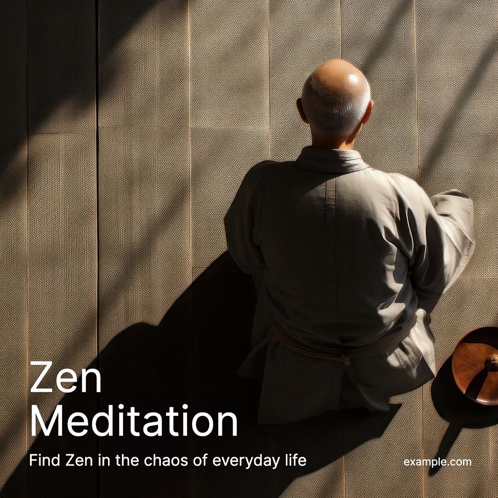 Zen meditation Instagram post template, editable text