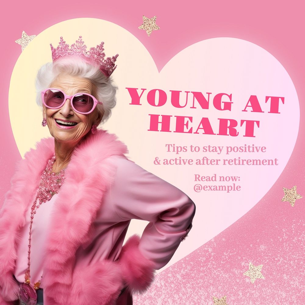 Young at heart Instagram post template, editable text